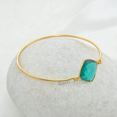 Quartz Bangle, Gemstone Bracelet, Silver Bracelet, Teal Quartz Bangle, 18mm Diamond Cut Bangle, Gold Plated Bangle, Gift For Her Valentines